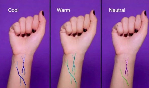 Check the color of the veins inside your wrist