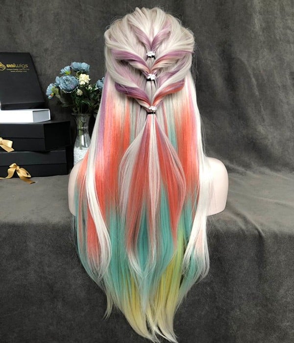 Pastel Rainbow Color Wigs