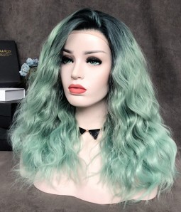 Mint to Be | Mint Green with Sea Green Blended and Dark Teal Rooted Synthetic Lace Front Wig (Heat Friendly)