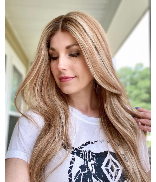 Long Blonde Balayage 100% Hand-tied Remy Human Hair Mono Top Wig