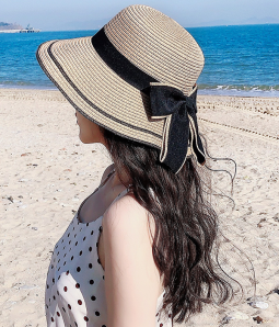 Straw Hat with Hair | Synthetic Long Wavy Hat Wig