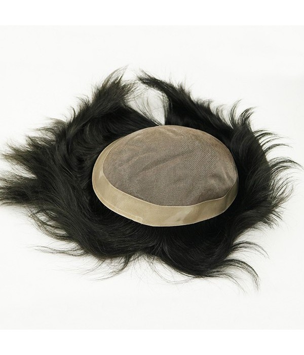 Hades - Men's Hair Replacement System| Durable Mono Base with PU Around | Thick Hair