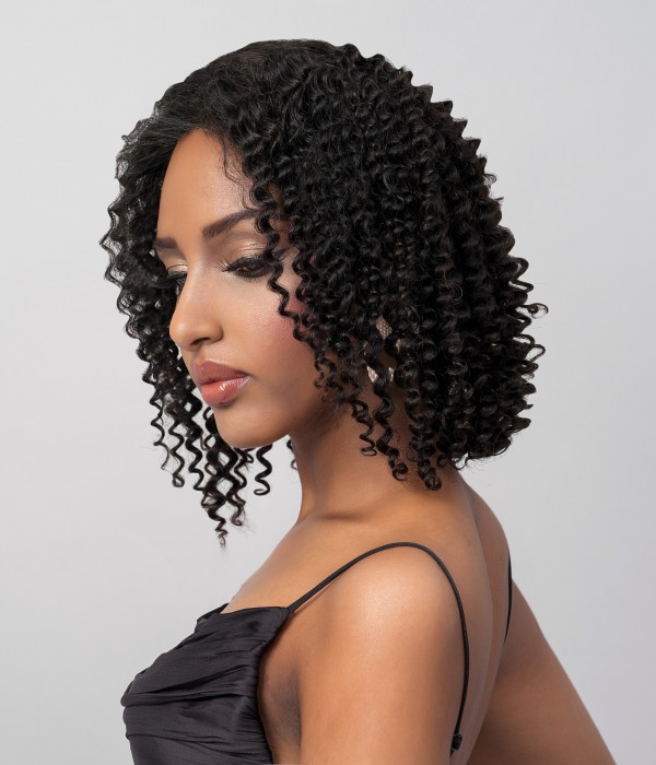 Hanan | Kinky Curly Short Bob Human Hair 13"x4" Lace Front Wig