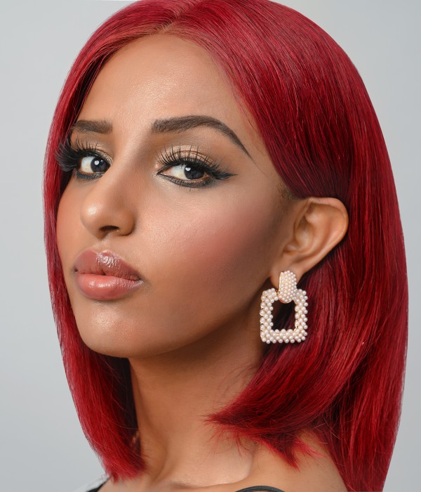 Nyx | Straight Short Bob Burgundy Human Hair 4"x4” Lace Closure Wig