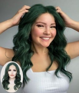 Polaris | Dark Emerald Green Remy Human Hair Lace Front Wig