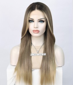 Goldie| Bronde Ombre Long Straight Synthetic Lace Front Wig
