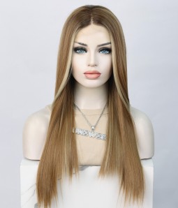 Rich Roast | Bronde Long Straight Synthetic Lace Front Wig