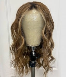 Evelyn | Rooted Ginger Brown Balayage Remy Human Hair Lace Front Wig | Final Sale