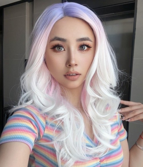 Pastel Prism | Patel Ombre Long Wavy Synthetic Lace Front Wig