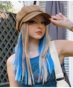 Blondie Sapphire | Blonde with Blue Inner Color Long Straight Synthetic Wig