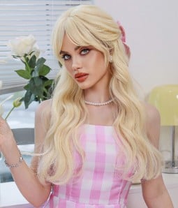 Barbie | Blonde Long Natural Wavy Synthetic Wig with Bangs