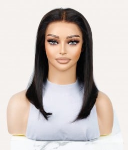 Nia | Long Bob 13” x 6” Lace Front Human Hair Wig | Lightly Bleached Knots