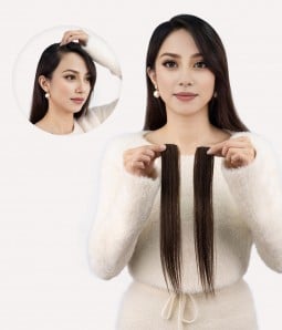 16” INSTANT CLIP IN HUMAN HAIR NO TRACK COVER-UP HAIR PATCH | HAIR VOLUMIZER | HAIR ROOT LIFTER | TWO PIECES