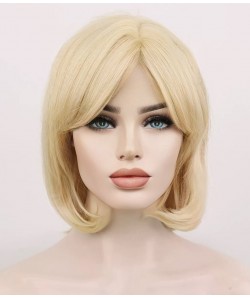 Stella | Creamy Blonde Short Synthetic Mono Top Wig With Curtain Bangs | Clearance
