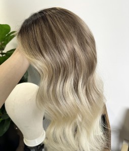 Winter Wonderland N | Brunette Blonde Ombre Remy Human Hair Lace Front Wig | Holiday Edition