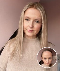 672LR Light Permafrost with Lite Roots：a lite root that transitions into a cool, ashy blonde