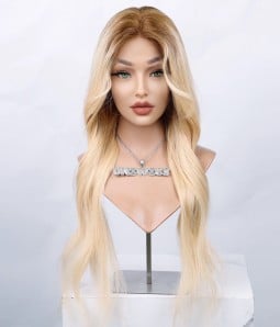 Sample Wig Style Y60 | 22" Long Rooted Blonde Remy Human Hair Silk Top Full Lace Wig | Fully Hand-tied | Final Sale