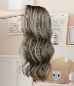 Summer Joy H | Ash Grey Balayage Remy Human Hair Lace Front Wig S/M