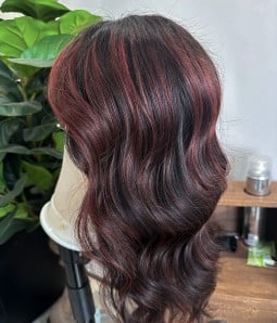 Winter Wonderland D | Black Red Balayage Remy Human Hair Lace Front Wig | Holiday Edition