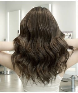 Serenity C | Brunette Balayage Remy Human Hair Silk Top with Lace Front Wig |Hand-tied Medical Cap