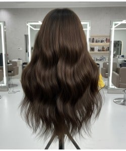 Candle Glow C | Brunette Balayage Remy Human Hair Lace Front Wig