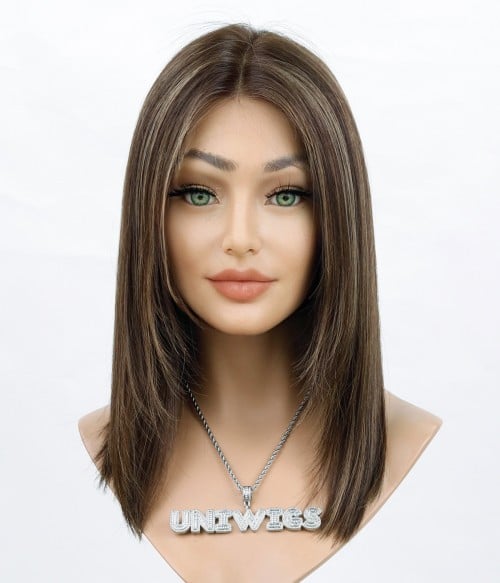 Sample Wig Style | Taupe Brown Human Hair Lace Front Wig| Final Sale