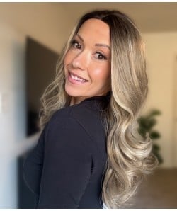 Stormy Lights Blonde Balayage Long Natural Wavy Synthetic Lace Front Wig
