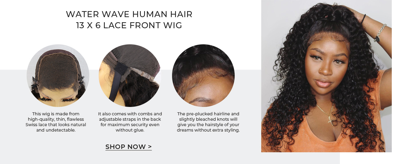 Water Wave Human Hair 13 x 6 Lace Front Wig