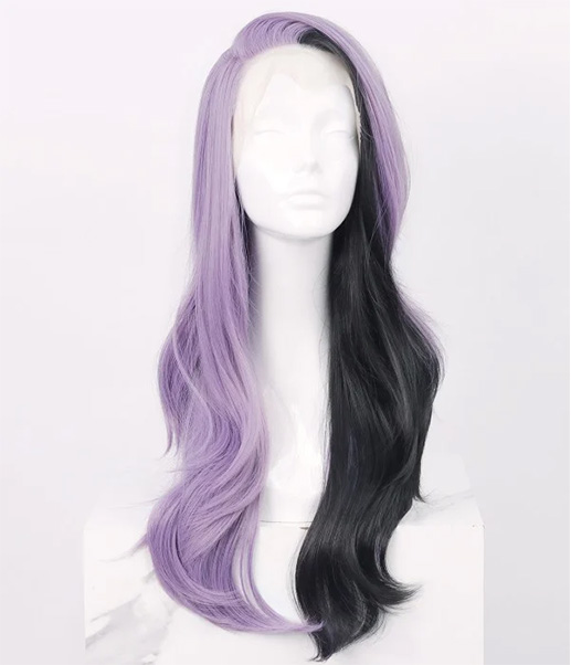 Half Black Half Lilac Loose Wave Lace Front Wig