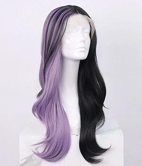 Half Black Half Lilac Loose Wave Lace Front Wig