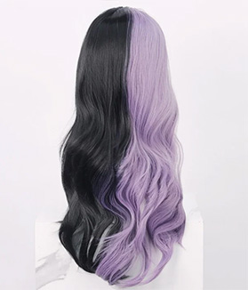 Half Black Half Lilac Loose Wave Lace Front Wig