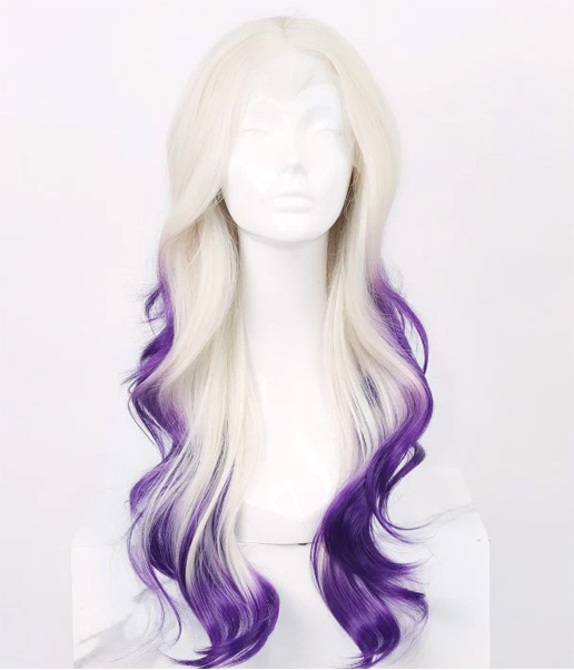 Purple White Ombre Long Wavy Lace Front Wig