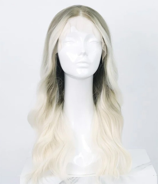 Icy Blonde Ombre Long Wavy Lace Front Wig