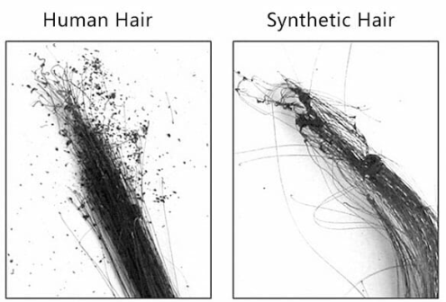 How to identify human hair and synthetic fiber?