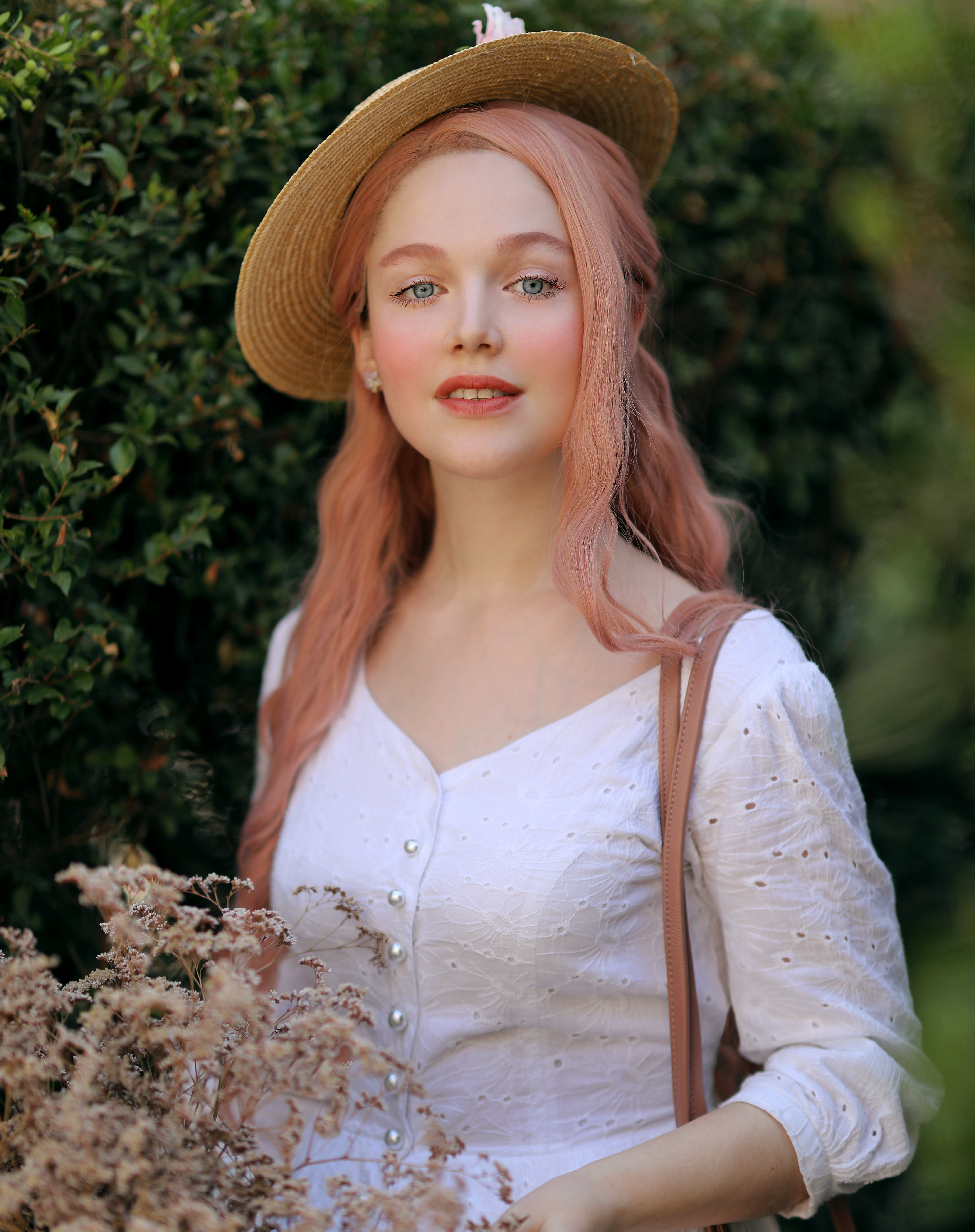Pastel Pink Long Loose Curl Synthetic Lace Front Wig