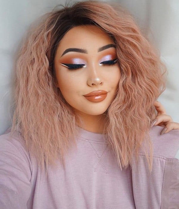 peach curly wigs