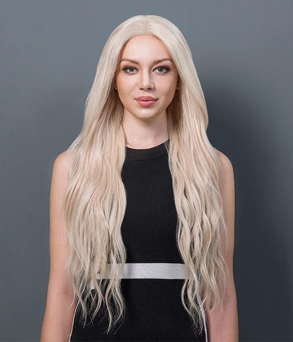 Long White Ash Blonde Remy Human Hair Lace Wig