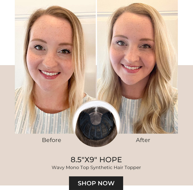 8.5”X9” Hope | Wavy Mono Top Synthetic Hair Topper | Lace Front