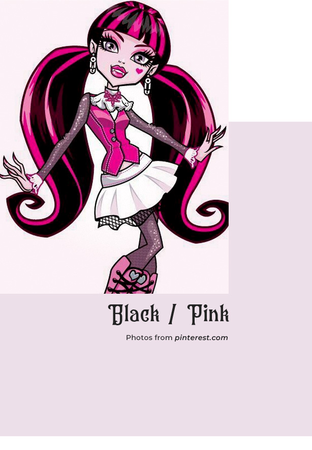 Draculaura | Black with Pink Streaks Synthetic Hard Front Wig
