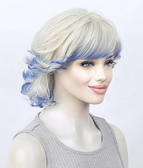 Nordic Ice l Icy Blonde Ombre Blue Short Layered Synthetic Wig