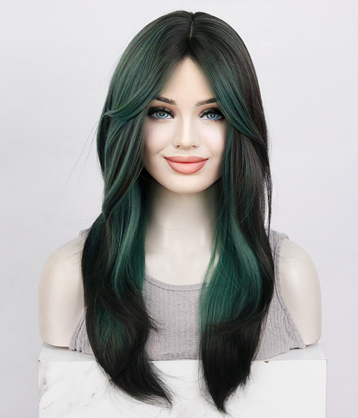 Shadow Forest l Dark Green Ombre Black Long Synthetic Wig
