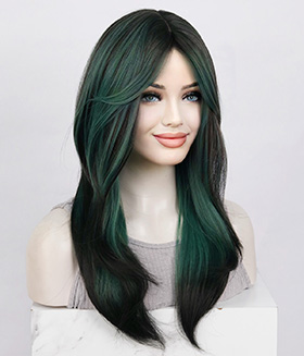 Shadow Forest l Dark Green Ombre Black Long Synthetic Wig