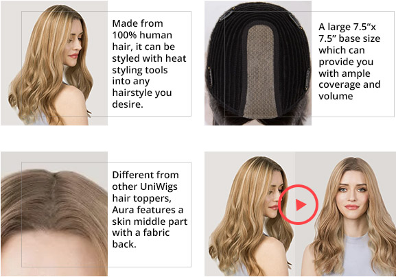 10"x10" Hera With Curtain Bangs | Mono Top Remy Human Hair Topper (3/4 Cap Wig) | Lace Front