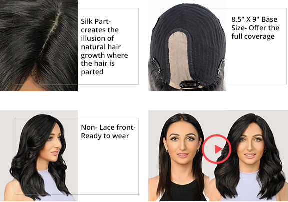 10"x10" Hera With Curtain Bangs | Mono Top Remy Human Hair Topper (3/4 Cap Wig) | Lace Front